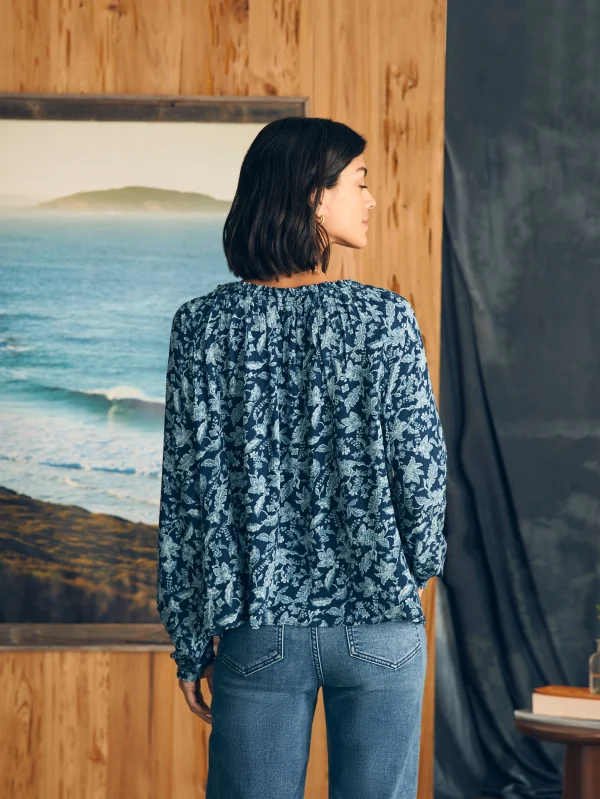 Shirts & Tops | Faherty Brand Emery Top - Blue Esna Floral