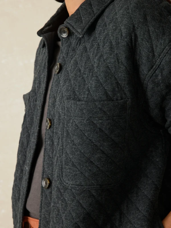 Blazers & Outerwear | Faherty Brand Epic Quilted Fleece Shirt Jacket - Black Heather