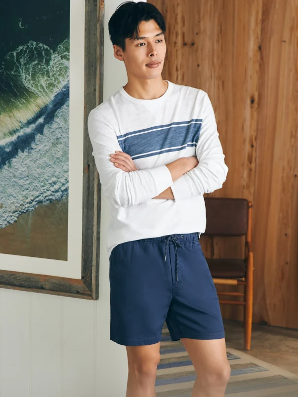 Shorts | Faherty Brand Essential Drawstring Short (6.5" Inseam) - Washed Navy