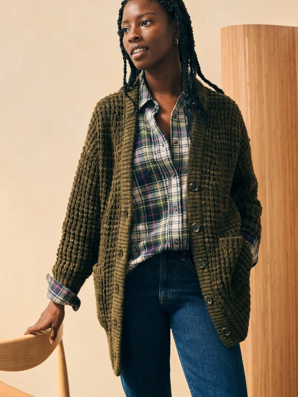 Sweaters | Faherty Brand Frost Waffle Cardigan - Olive