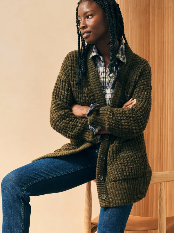 Sweaters | Faherty Brand Frost Waffle Cardigan - Olive