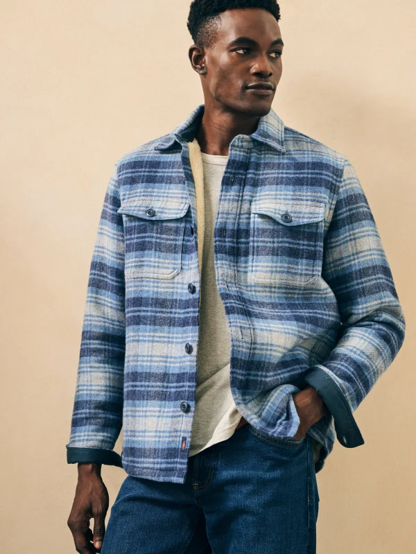 Jackets & Vests | Faherty Brand High Pile Fleece Lined Wool CPO - Mountain Mist Plaid