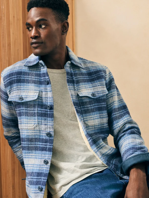 Jackets & Vests | Faherty Brand High Pile Fleece Lined Wool CPO - Mountain Mist Plaid