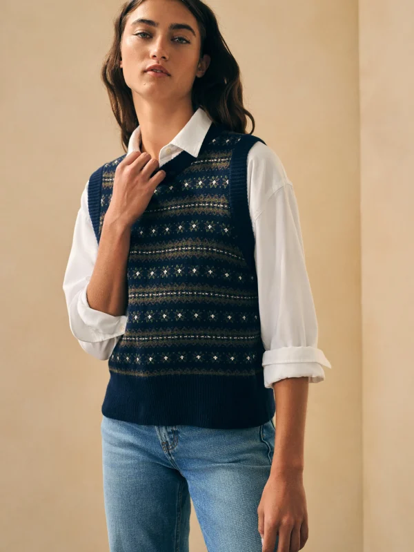 Sweaters | Faherty Brand Highland Fair Isle Sweater Vest - Navy Multi