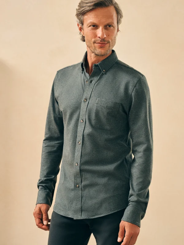 Shirts | Faherty Brand Houndstooth Knit Shirt - Charcoal Houndstooth