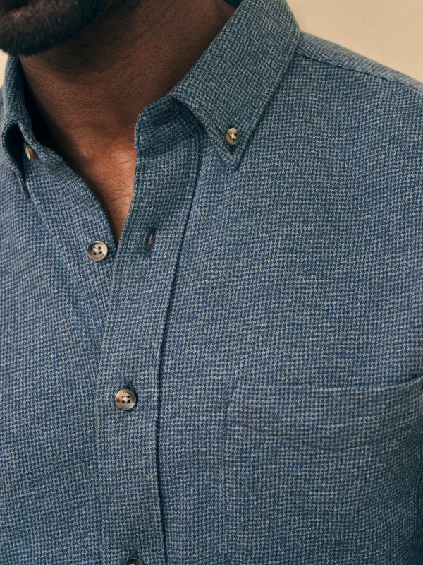 Shirts | Faherty Brand Houndstooth Knit Shirt - Navy Houndstooth