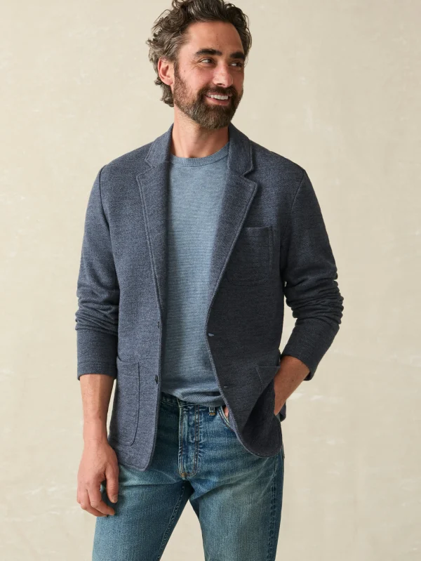 Blazers | Faherty Brand Inlet Knit Blazer - Deep Navy Melange