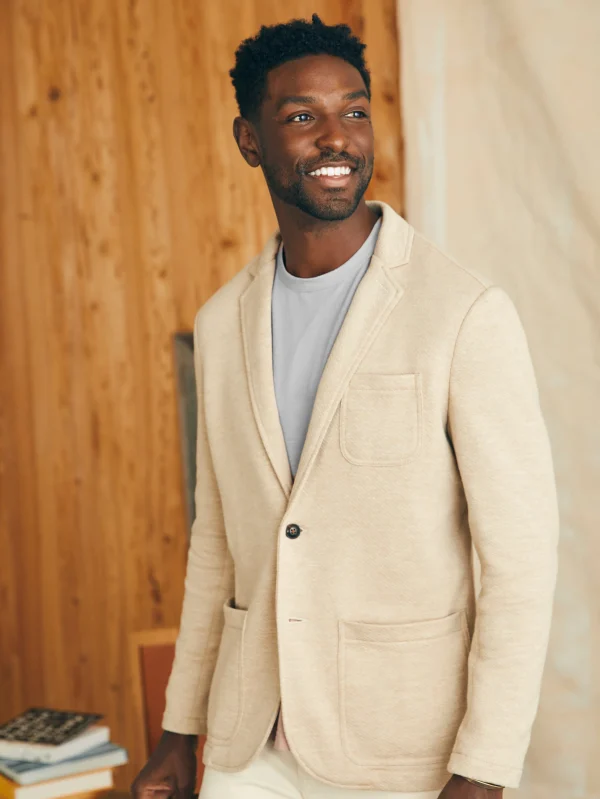 Blazers | Faherty Brand Inlet Knit Blazer - Khaki Fields Melange