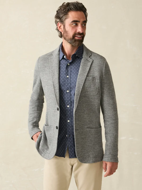 Blazers | Faherty Brand Inlet Knit Blazer - Medium Grey Melange