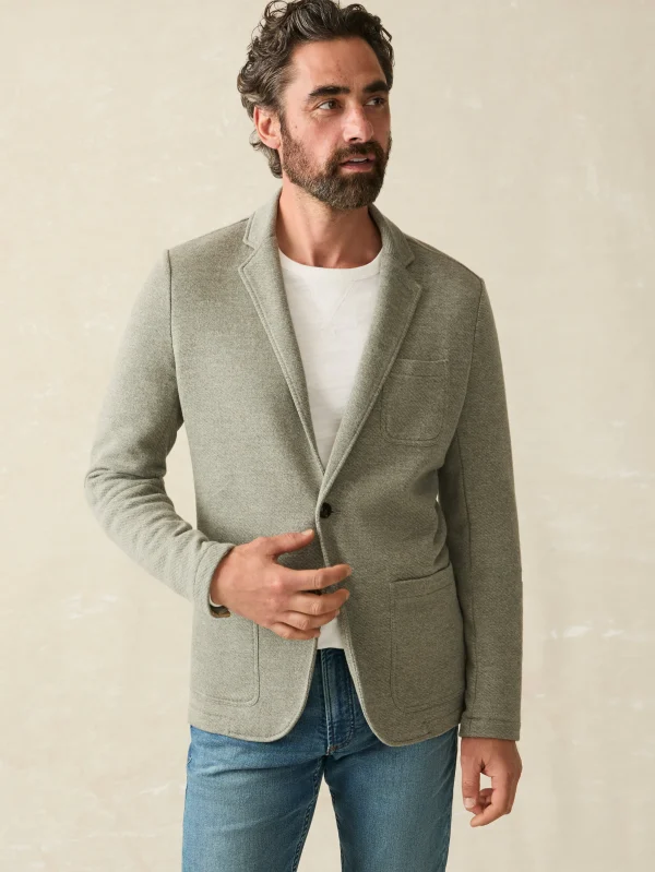 Blazers | Faherty Brand Inlet Knit Blazer - Olive Brush Melange