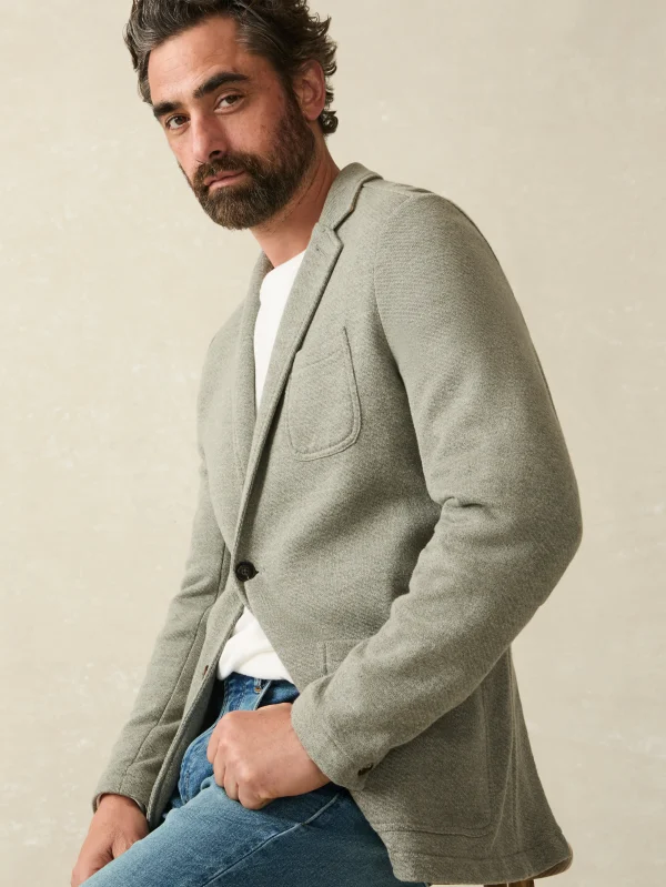 Blazers | Faherty Brand Inlet Knit Blazer (Tall) - Olive Brush Melange