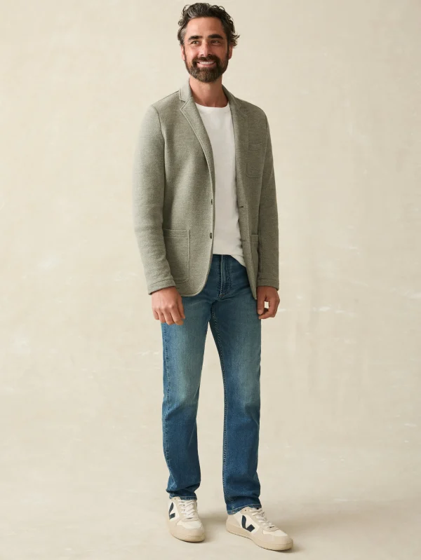 Blazers | Faherty Brand Inlet Knit Blazer (Tall) - Olive Brush Melange