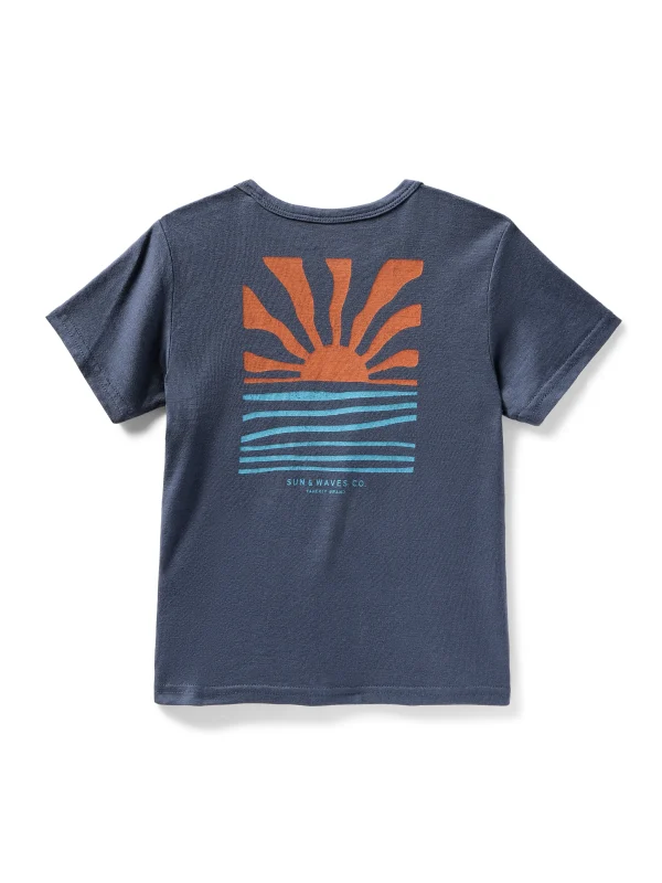 Kids | Faherty Brand Kids Rays Sunwashed Graphic Tee - Dune Navy