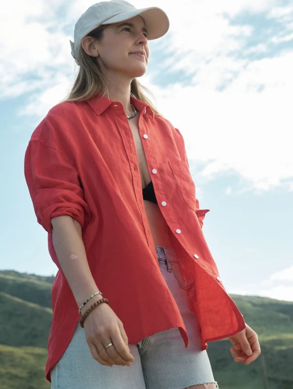 Shirts & Tops | Faherty Brand Laguna Linen Relaxed Shirt - Poppy Red