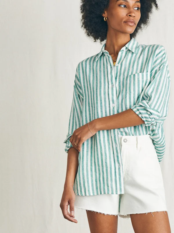 Shirts & Tops | Faherty Brand Laguna Linen Relaxed Shirt - Bottle Green Lucy Stripe