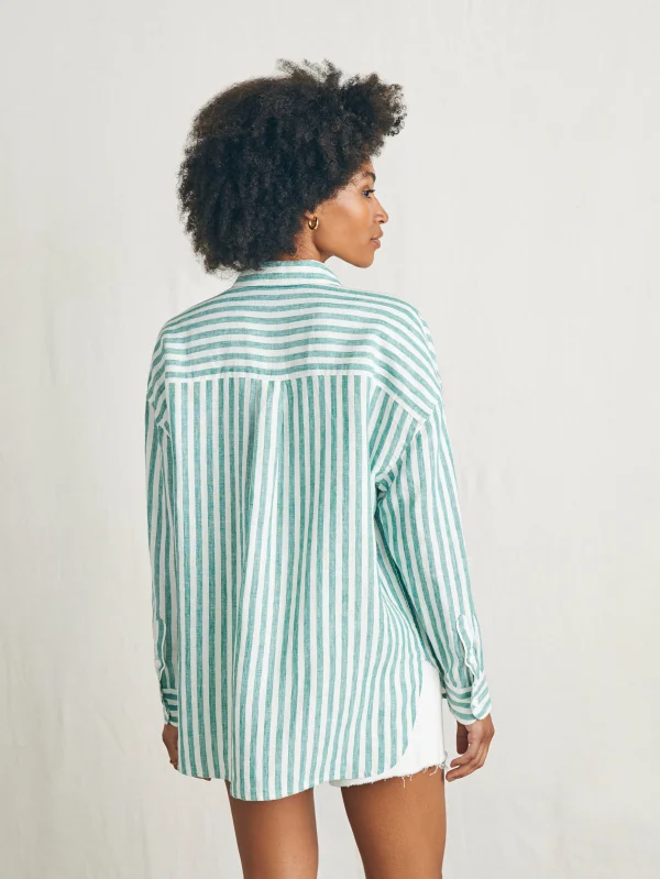 Shirts & Tops | Faherty Brand Laguna Linen Relaxed Shirt - Bottle Green Lucy Stripe