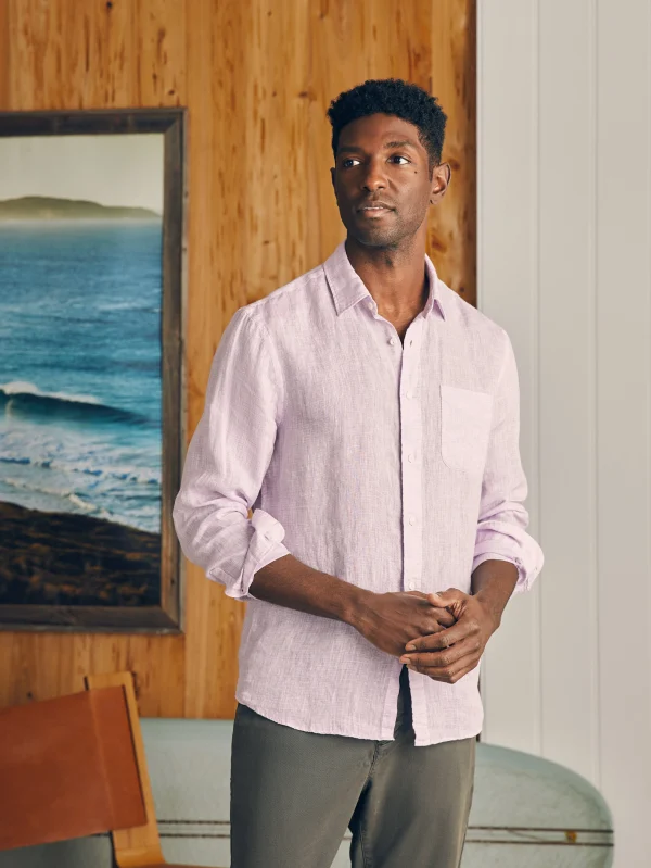 Shirts | Faherty Brand Laguna Linen Shirt - Lavender Melange