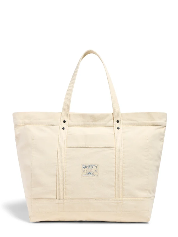 Bags | Bags | Faherty Brand Large Sunwashed Canvas Tote - Ecru