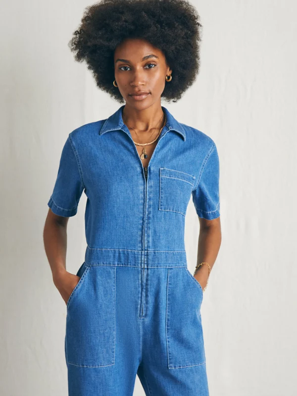 Dresses | Overalls & Jumpsuits | Faherty Brand Linen Denim Jumpsuit - Bay Breeze Wash