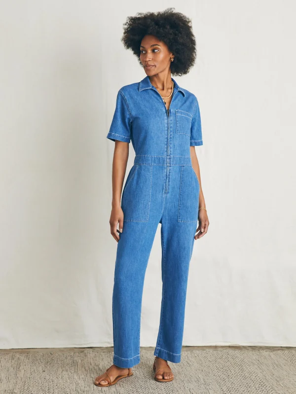 Dresses | Overalls & Jumpsuits | Faherty Brand Linen Denim Jumpsuit - Bay Breeze Wash