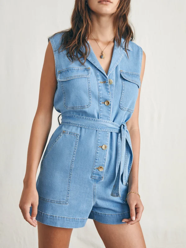 Dresses | Overalls & Jumpsuits | Faherty Brand Linen Denim Romper - Sunlit Cove Wash