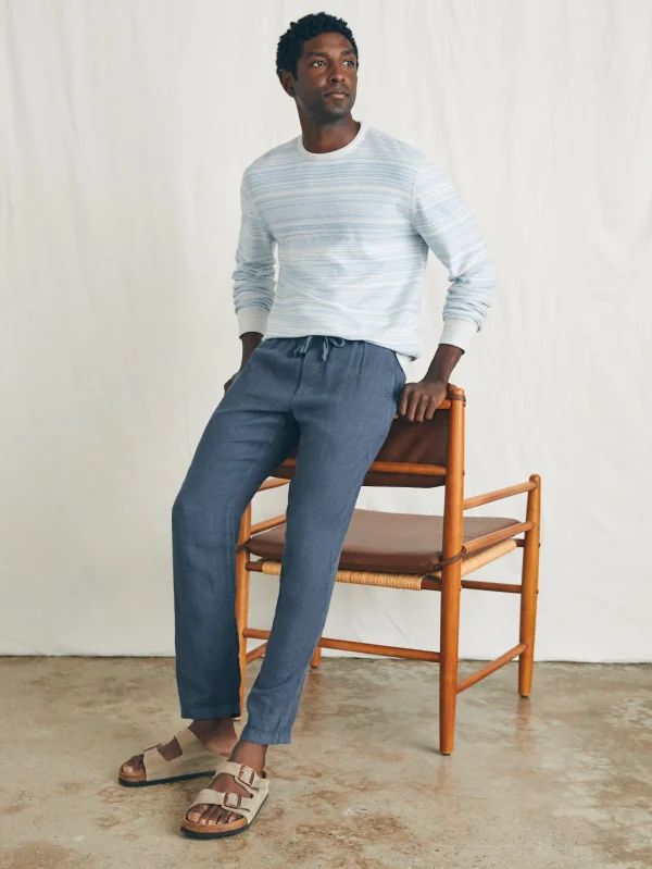 Pants | Faherty Brand Linen Drawstring Pant - Look Out Navy