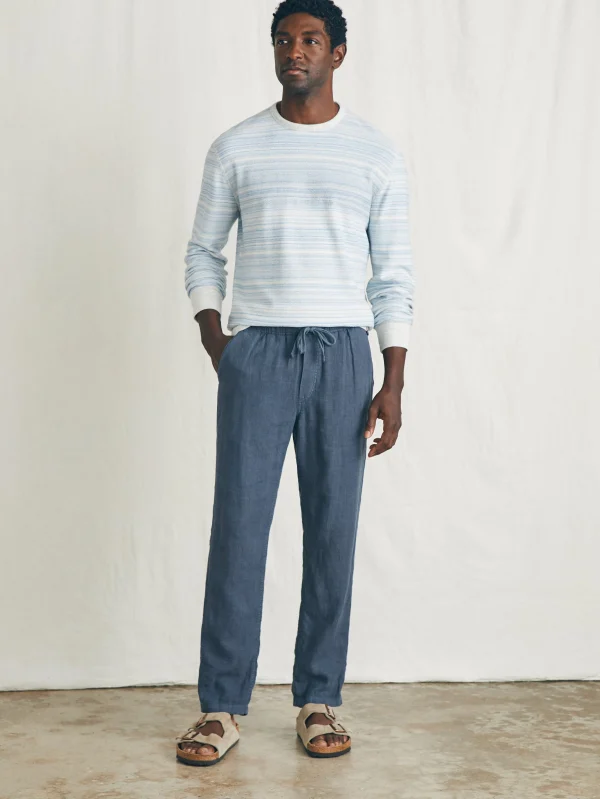 Pants | Faherty Brand Linen Drawstring Pant - Look Out Navy