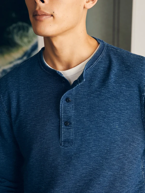 T-Shirts & Henleys | Faherty Brand Long-Sleeve Indigo Henley - Midnight Indigo Wash