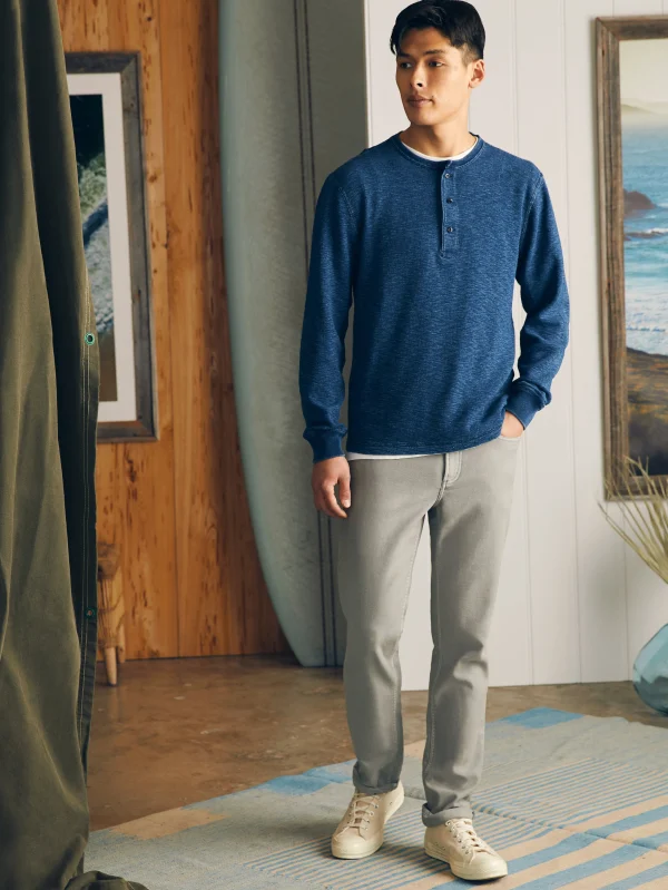 T-Shirts & Henleys | Faherty Brand Long-Sleeve Indigo Henley - Midnight Indigo Wash