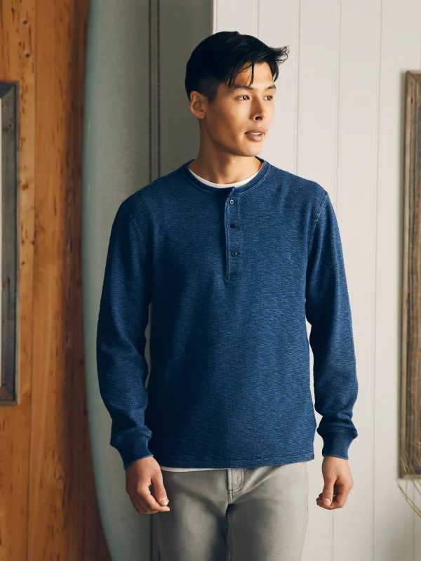 T-Shirts & Henleys | Faherty Brand Long-Sleeve Indigo Henley - Midnight Indigo Wash