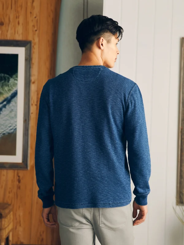 T-Shirts & Henleys | Faherty Brand Long-Sleeve Indigo Henley - Midnight Indigo Wash