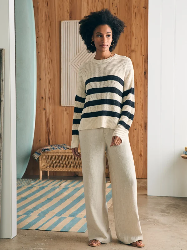 Sweaters | Faherty Brand Miramar Linen Crew Sweater - Kadena Phantom Stripe