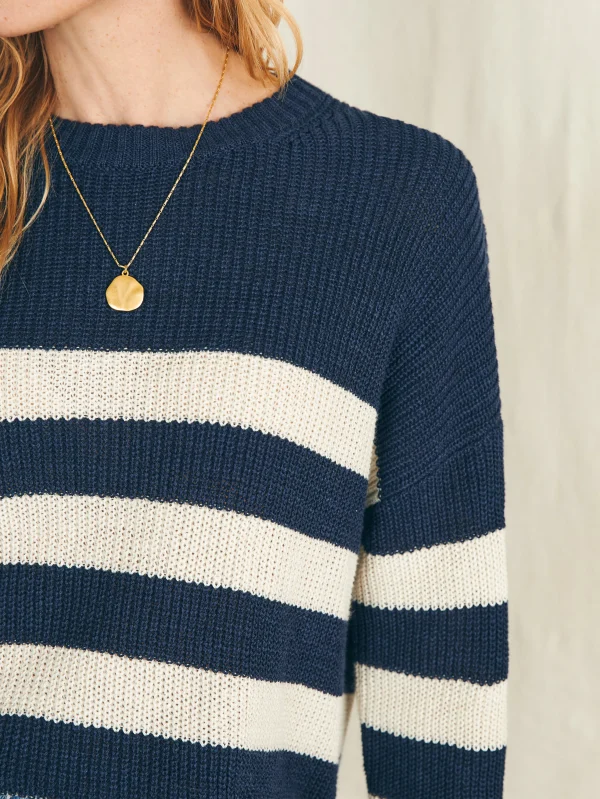 Sweaters | Faherty Brand Miramar Linen Crew Sweater - Kadena Navy Stripe