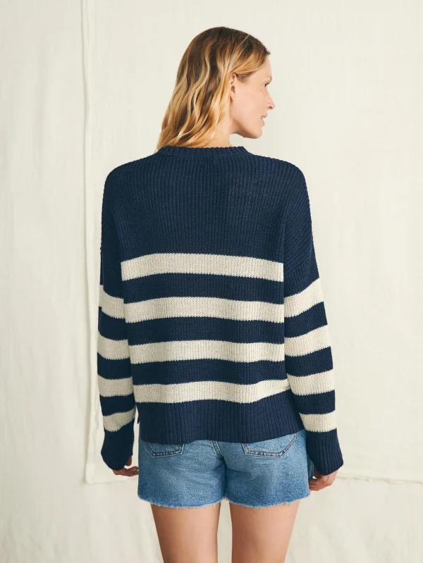 Sweaters | Faherty Brand Miramar Linen Crew Sweater - Kadena Navy Stripe