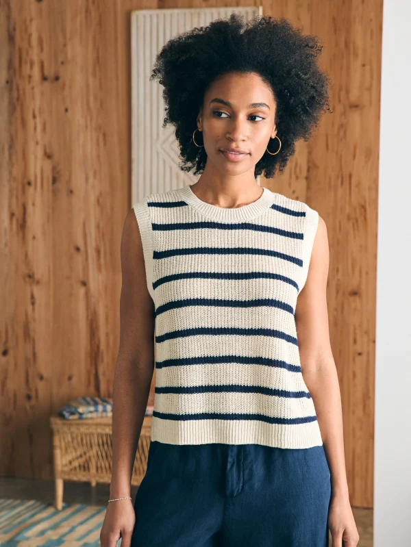 Sweaters | Faherty Brand Miramar Linen Muscle Tank - Montauk Stripe