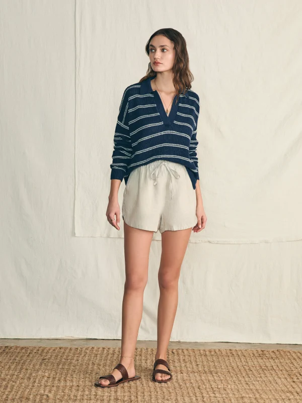 Sweaters | Faherty Brand Miramar Linen Polo - Navy Mystic Stripe