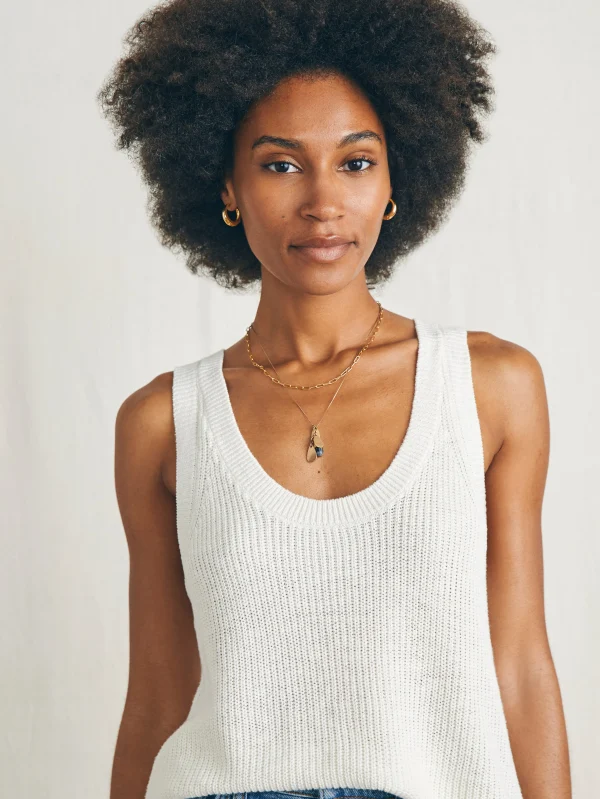 Sweaters | Faherty Brand Miramar Linen Scoop Neck Tank - Egret