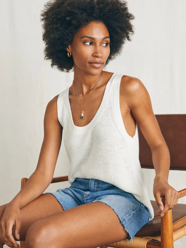 Sweaters | Faherty Brand Miramar Linen Scoop Neck Tank - Egret