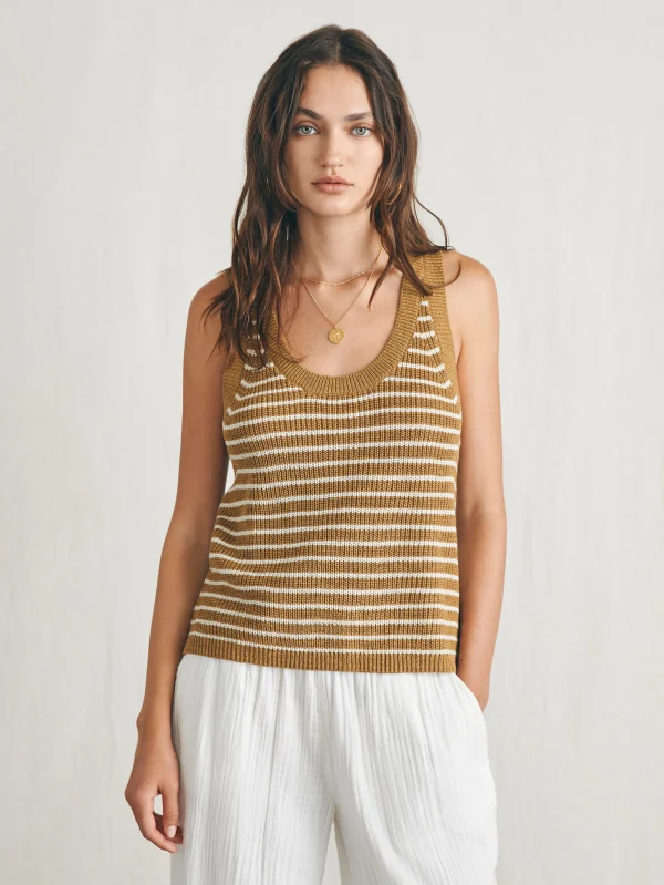 Sweaters | Faherty Brand Miramar Linen Scoop Neck Tank - Antique Bronze Hampton Stripe