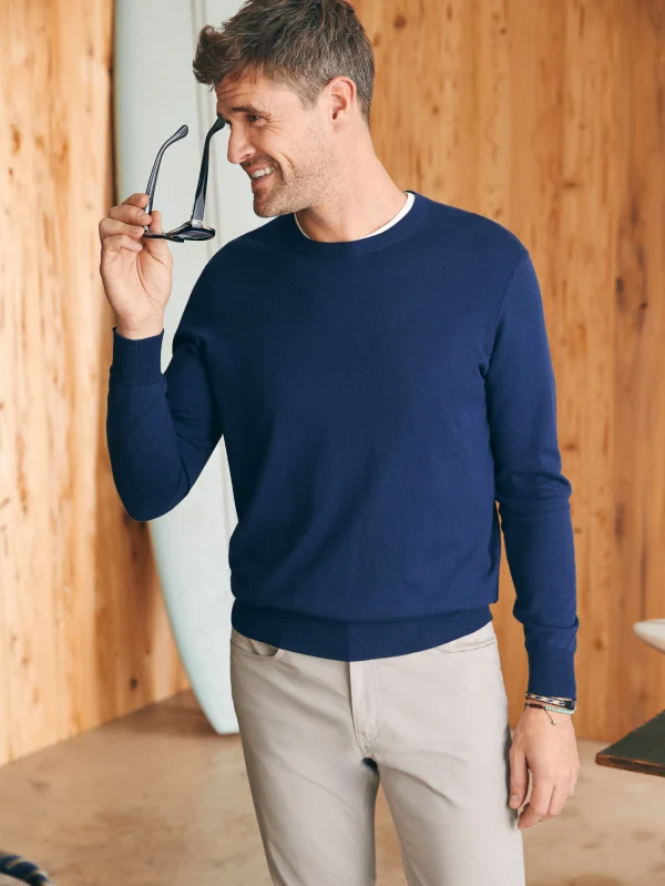 Sweaters | Faherty Brand Movement™ Crewneck Sweater (Tall) - Marine Navy Heather