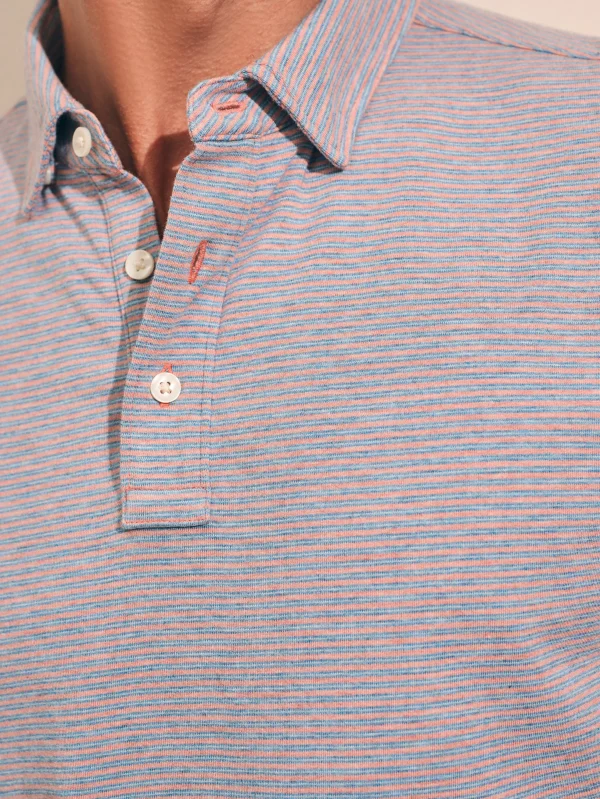 Polo Shirts | T-Shirts & Henleys | Faherty Brand Movement™ Long-Sleeve Polo Shirt - Rose Creek Stripe