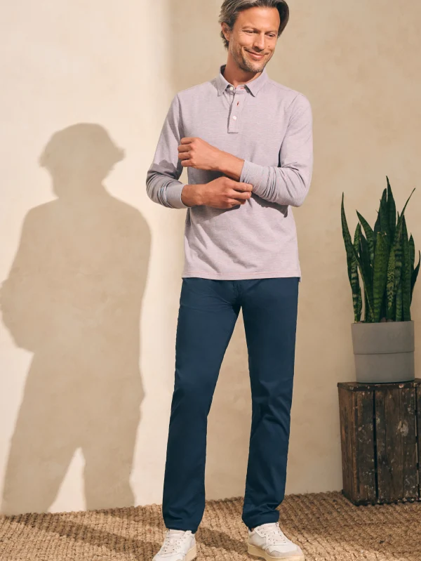 Polo Shirts | T-Shirts & Henleys | Faherty Brand Movement™ Long-Sleeve Polo Shirt - Rose Creek Stripe