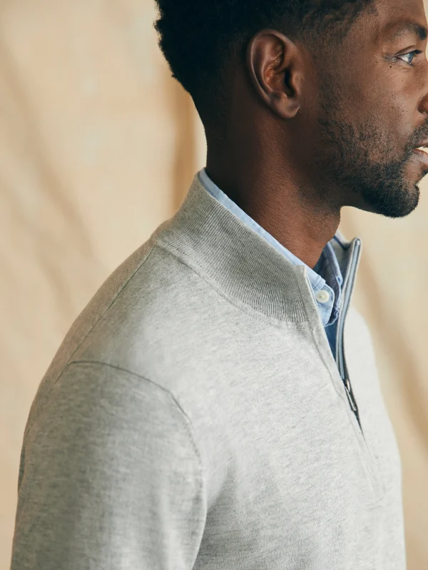 Sweaters | Faherty Brand Movement™ Quarter Zip Sweater (Tall) - Mineral Grey Heather