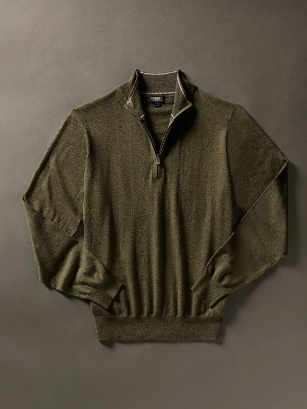 Sweaters | Faherty Brand Movement™ Quarter Zip Sweater - Olive Ridge Heather