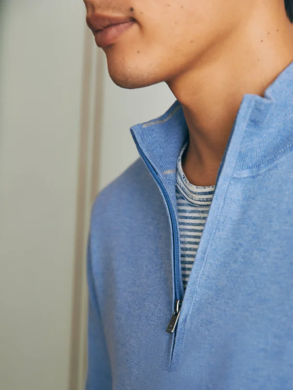 Sweaters | Faherty Brand Movement™ Quarter Zip Sweater (Tall) - Azure Sky Heather