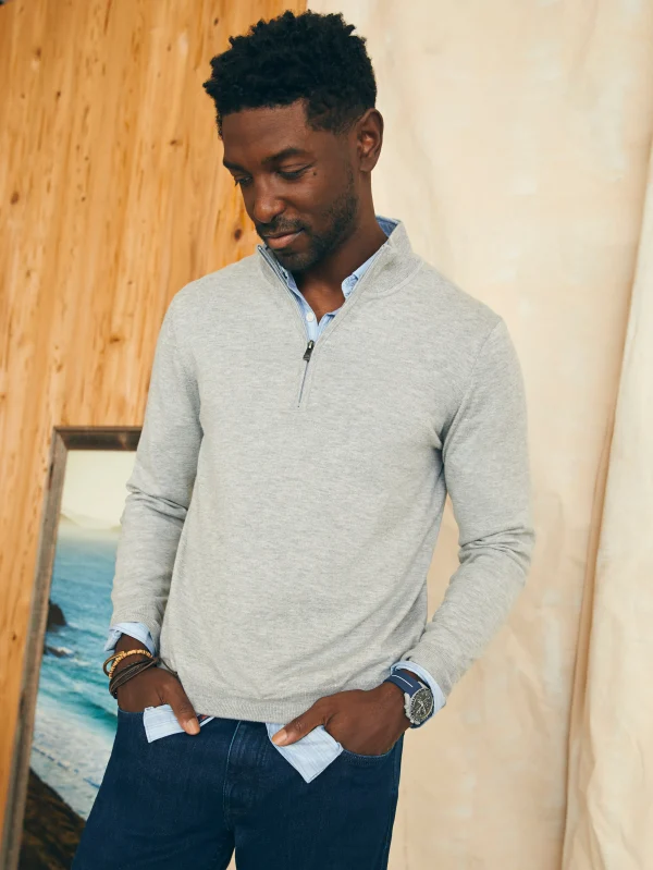 Sweaters | Faherty Brand Movement™ Quarter Zip Sweater (Tall) - Mineral Grey Heather