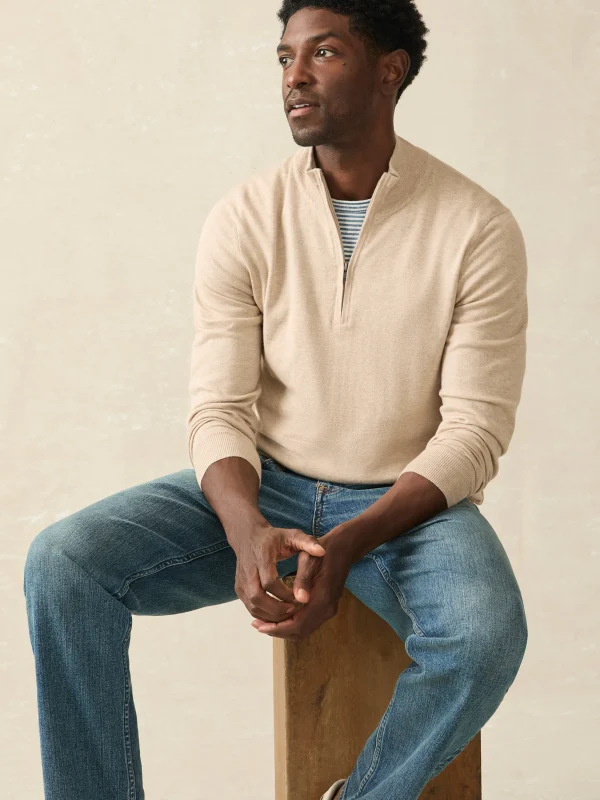 Sweaters | Faherty Brand Movement™ Quarter Zip Sweater (Tall) - Soft Dune Heather