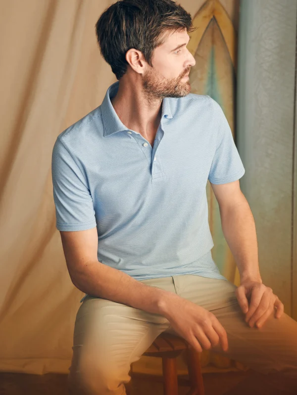 Polo Shirts | Faherty Brand Movement™ Short-Sleeve Pique Polo Shirt - Clean Lake Feeder