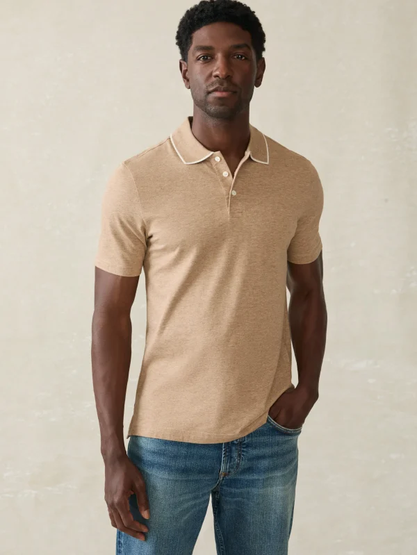 Polo Shirts | T-Shirts & Henleys | Faherty Brand Movement™ Short-Sleeve Pique Polo Shirt - Driftwood Island Heather