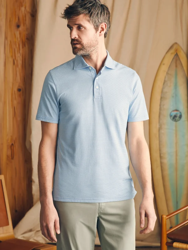 Polo Shirts | Faherty Brand Movement™ Short-Sleeve Pique Polo Shirt - Clean Lake Feeder